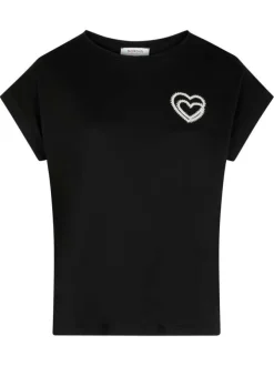 T-shirt noir uni avec une coupe droite et des manches courtes