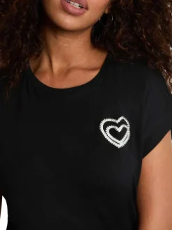 T-shirt noir uni avec une coupe droite et des manches courtes
