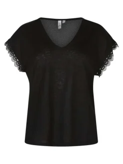 T-shirt noir uni avec une coupe droite et des manches courtes