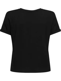 T-shirt noir uni avec une coupe droite et des manches courtes
