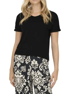 T-shirt noir uni avec une coupe droite et des manches courtes
