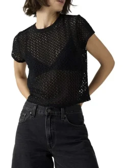 T-shirt noir uni avec une coupe droite et des manches courtes
