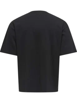 T-shirt noir uni avec une coupe droite et des manches courtes