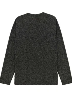 T-shirt noir uni avec une coupe droite et un col rond à manches longues