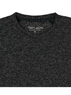 T-shirt noir uni avec une coupe droite et un col rond à manches longues