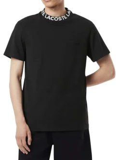 T-shirt noir uni avec une coupe droite un col rond et des manches courtes