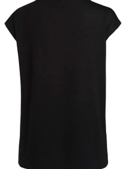 T-shirt noir uni avec une coupe droite un col rond et des manches courtes
