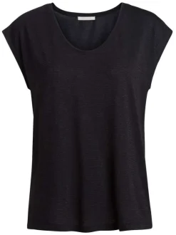 T-shirt noir uni avec une coupe droite un col rond et des manches courtes