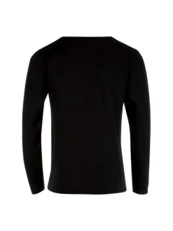 T-Shirt noir uni en coton mélangé coupe droite col rond