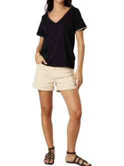 T-shirt noir uni pourvu de manches courtes et d'une coupe droite