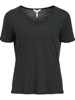 T-shirt noir uni pourvu d'une coupe droite et de manches courtes