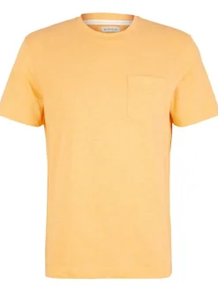 T-shirt orange chiné à coupe droite col rond et à manches courtes
