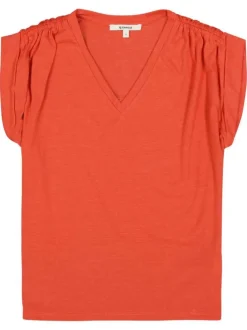 T-shirt orange uni avec une coupe droite et des manches courtes