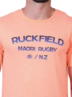 T-shirt orange uni pourvu d'un col rond et de manches courtes