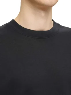T-shirt Oscar noir uni à coupe loose avec col rond et manches courtes