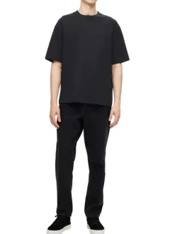 T-shirt Oscar noir uni à coupe loose avec col rond et manches courtes