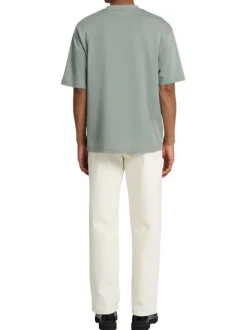 T-shirt épais vert chiné avec une coupe oversize et un col rond