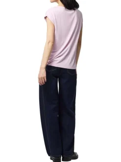 T-shirt parme uni avec une coupe droite et des manches courtes
