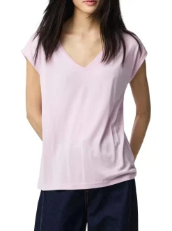 T-shirt parme uni avec une coupe droite et des manches courtes