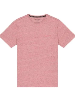 T-shirt rose chiné avec coupe droite col rond et logo floqué à la poitrine