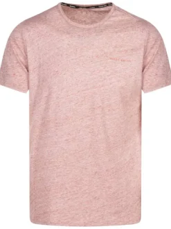 T-shirt rose chiné avec coupe droite col rond et logo floqué à la poitrine
