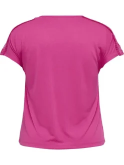 T-shirt rose uni avec une coupe ajustée et des manches courtes