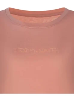 T-shirt rose uni avec une coupe droite col rond et à manches courtes