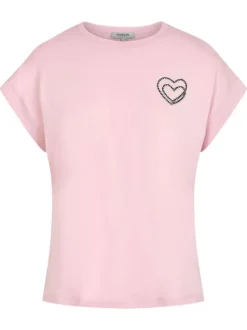 T-shirt rose uni avec une coupe droite et des manches courtes