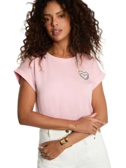 T-shirt rose uni avec une coupe droite et des manches courtes