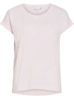 T-shirt rose uni avec une coupe droite et des manches courtes