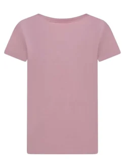 T-shirt rose uni avec une coupe droite et des manches courtes