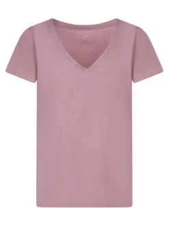 T-shirt rose uni avec une coupe droite et des manches courtes