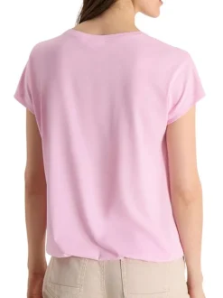 T-shirt rose uni avec une coupe droite et des manches courtes