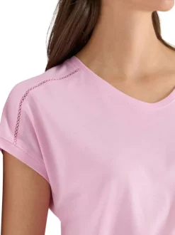 T-shirt rose uni avec une coupe droite et des manches courtes