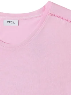 T-shirt rose uni avec une coupe droite et des manches courtes