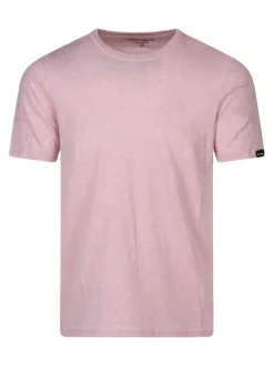 T-shirt rose uni à logo avec une coupe droite et un col rond