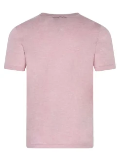 T-shirt rose uni à logo avec une coupe droite et un col rond