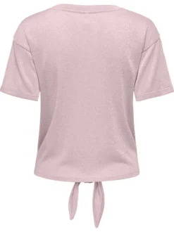 T-shirt rose uni pourvu d'une coupe droite et de manches courtes