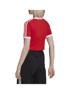 T-shirt rouge à col V large, en coton à coupe slim