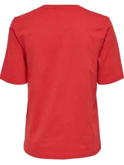 T-shirt rouge 100% coton coupe régular avec un col rond
