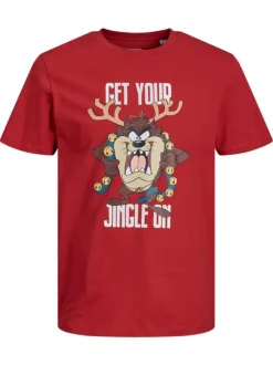 T-shirt rouge coupe droite avec un col rond