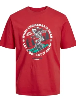 T-shirt rouge en coton avec une coupe droite et des manches courtes