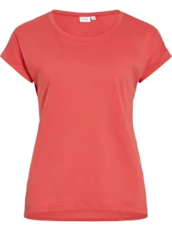T-shirt rouge uni avec une coupe ajustée et des manches courtes
