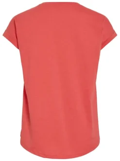 T-shirt rouge uni avec une coupe ajustée et des manches courtes