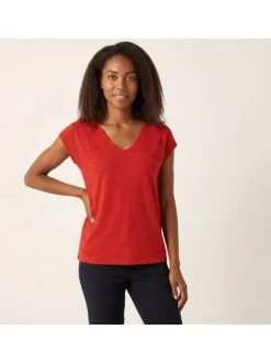 T-shirt rouge uni avec une coupe droite et des manches courtes