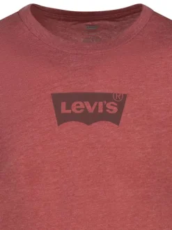 T-shirt rouge uni avec une coupe droite un col rond et des manches courtes