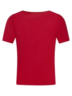 T-shirt rouge uni pourvu de manches courtes et d'une coupe droite