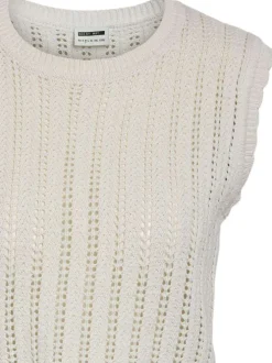 T-shirt sans manche Laika S/L O-Neck Knit Vest Fwd en coton mélangé écru