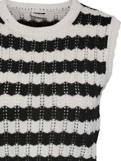 T-shirt sans manche Laika S/L O-Neck Knit Vest Fwd noir et blanc en maille