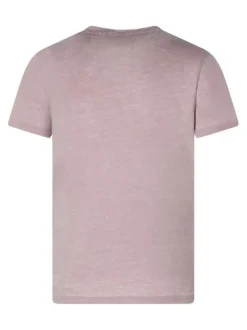 T-shirt saumon uni pourvu d'un col v et des manches courtes